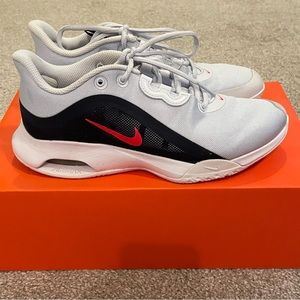NIKE Womens Air Max Volley Football Grey/Bright Crimson Tennis Shoes Size 6.5